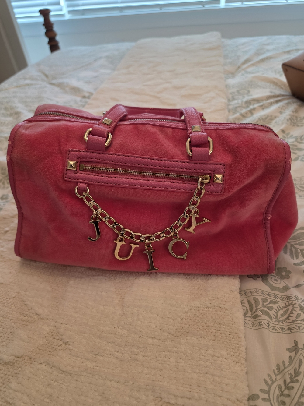 Vintage Juicy Couture Pink Velour Bag With Charms